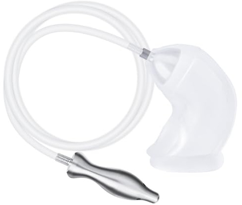 2-in-1 Dilator Harnröhre Peniskäfig Silikon Penishülle + Po Dusche Analplug,mit Katheter Harnröhre Mann,Neu 3-Löcher Analdusche Herr Einlauf Buttplug,Keuschheitskäfig Herren Chastity Cage (Silber)