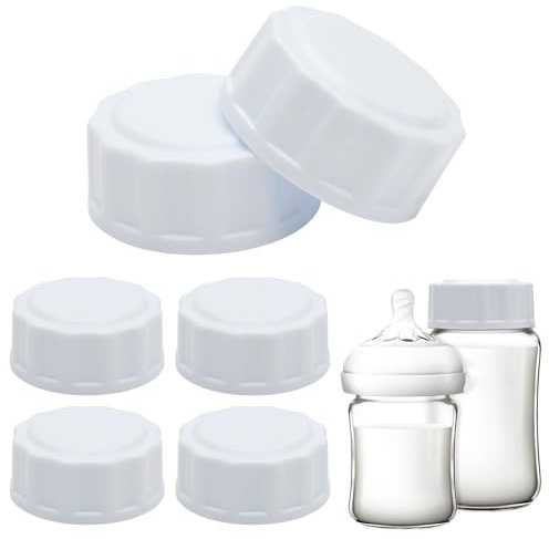 Babyflaskförslutningar 6 stycken reseflaskförslutningar för Avent flasklock ersättning babyflaskor lock kompatibel med Avent breda halsflaskor, vitt lock för babyflaskor