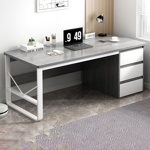 Stehpult mit Stauraum und Schubladen – Moderner Home-Office-Schreibtisch zum Arbeiten, Spielen und Lernen – Große Schreibtischplatte, Stahlrahmen, Massivholzmaterial