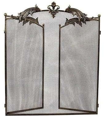 Cenz-888 Grille Pare-étincelles pour fournaise Pare-feu Artistique en Fer Creux sculpté avec Maille Ignifuge, paravent décoratif Pliable Pare-étincelles autoportant