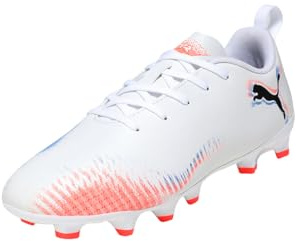 PUMA Unisex Kinder Future 8 Play Fg/Ag Jr Fussballschuh, Puma Weiß Puma Schwarz Leuchtendes Rot, 35 EU