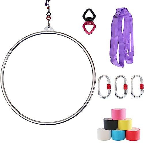 FFYUTING Aerial Hoop, 330 Pfund Festigkeitsgeprüfter Aerial Hoop, Suspension Aerial Hoop für Erwachsene Yoga Professionelles Ring-Fitnessgerät mit Rigging Kit