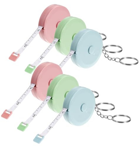 JIYIN 2m Maßband Körper, 6 Stück Massband Nähbedarf Schneidermaßband Einziehbares Flexibles mit Schlüsselring Körper Schneidermaßband Measuring Tape für Oberweite Kopfumfang Längenmessung