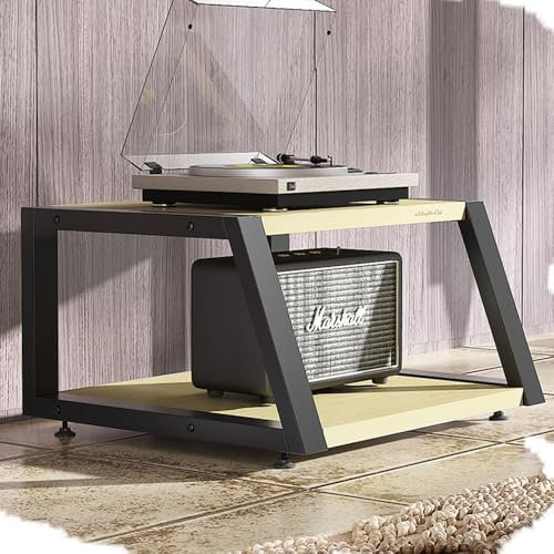 IMUNKT 2/3/4-stufiger HiFi Regal Audio-Medienständer, TV Rack Audio Schrank Aus Holz & Stahl, Entertainment-Center Plattenspieler Rack Mit Verstellbar Füßen(Maple,2 Tier)