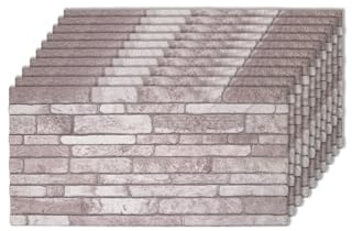 IZODEKOR 3D Wall Panels Brick Effect, Wall Cladding, Ceiling, Tiles, Indoor&Outdoor, DIY, Kitchen, Bathroom, Bedroom, Stone Look | Cream Dream, 10 Pack