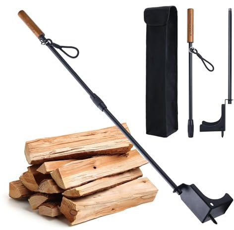 CHANGEMOORE Fire Pit Poker 35.2in, 2 in 1 Foldable Fire Poker & Blow Stick, Black Finish with Loop Handle, Fireplace Accessory, Portable Fire Poker for Fire Pit, Fireplaces, Wood Burners, Stoves 1Pc