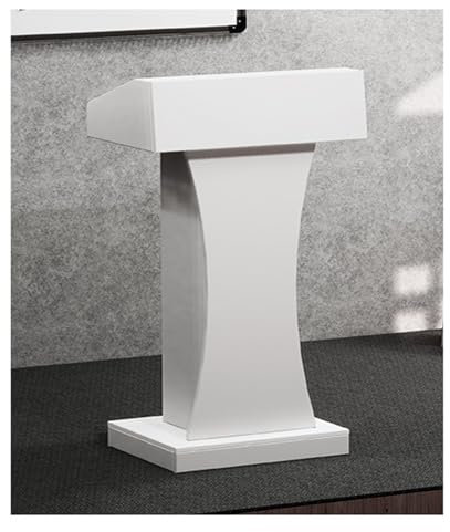 Stehpult-Podium aus Holz mit Rädern, mobiles Rednerpult für Klassenzimmer, langlebige Dicke Platte, stilvoller Empfangstresen, stabiles Design für Büro und Veranstaltungen (weiß)