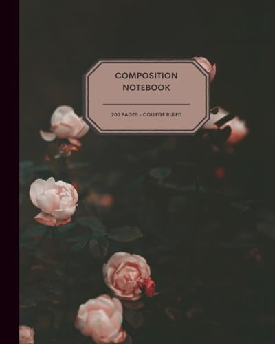 8x10 Dark Academia Journal Notebook – 200 College Ruled Pages – Lush Pale Pink Roses on a Moody Background – Aesthetic Writing Journal for Scholars, Poets & Romantic Souls
