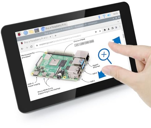 Freenove 7 Inch Touch Display for Raspberry Pi 5 4 B 3 B+ A+, 800x480 Pixel IPS Monitor, 5-Point Capacitive Touchscreen, Driver-Free MIPI DSI Port