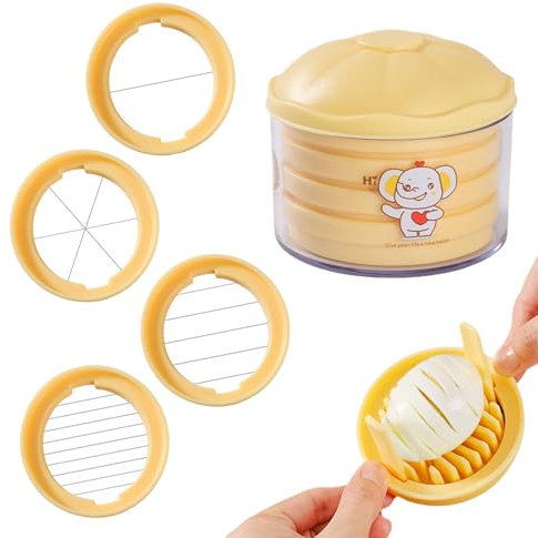 Cortador de huevos duros, 4 en 1 cortador de huevos metálicos, Picadora manual resistente para preparaciones culinarias Tomate Cebolla Queso Verduras Ensalada casera