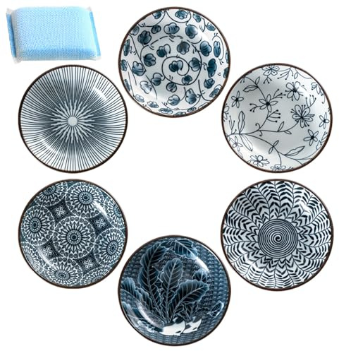 QITIXI:OU 6 Stücke Dip Schälchen - 10x10cm Dipschalen Keramik Set, Quadrat Sojasauce Schälchen, Gewürzschalen Tauchschüsseln, Kleine Mini Schüsse für Saucen Snacks Desserts Vorspeisen Früchten Dips