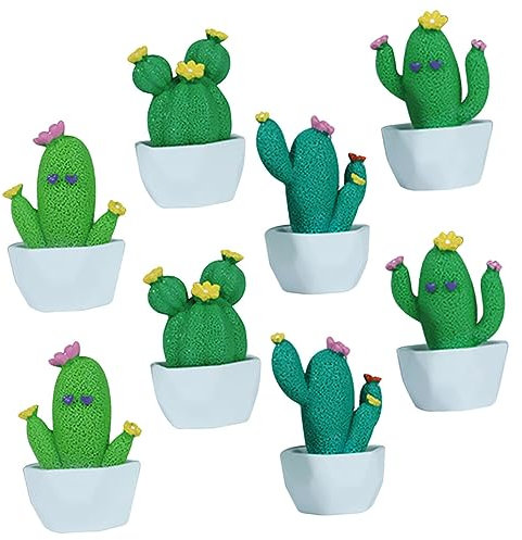 GRIRIW Figurines Miniatures de Cactus en Résine Lot de 8 Décoration d'Intérieur Décor de Voiture Créatif Ornements de Micro-Paysage