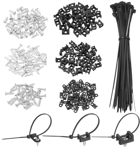 sourcing map 120 piezas de 1,9 cm 1,5 cm 2,3 cm tipo sillín tipo base de montaje con bridas de cable de 15,2 cm y tornillos de rosca M3 M4 M5, juego de abrazaderas de soporte organizador de alambre