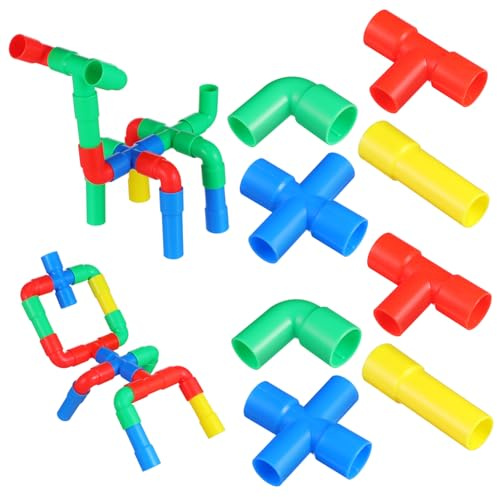 HEALSOPTHY Jouet en Tuyau de Plastique Multicolore pour Garçon et Filles, Blocs de Construction Éducatifs, Surface Lisse et Ensemble de 1 Set, pour Jeu Imaginatif et Couleur Aléatoire