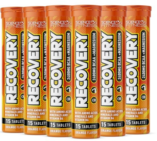 Recovery Effervescent- Orange Flavour | BCAA 2400mg with B6 and Magnesium| 6x15 Tablets| Science Fitness