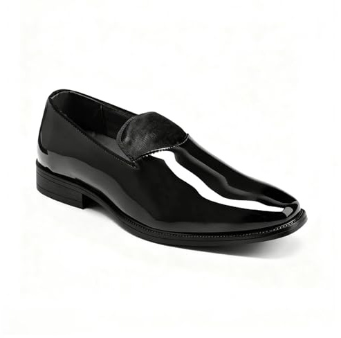 YFFUSHI Patentläderloafers för män glänsande Gliter Oxford bröllopsfest Slip on klänning skor för körning mockasin, Svart, 42 EU