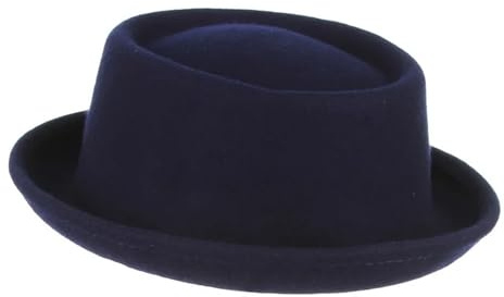 VMDVBNA Cylinderhatt ull herr pork paj hatt unisex vit svart cylinder dam gentleman platt bowler karneval (blå)