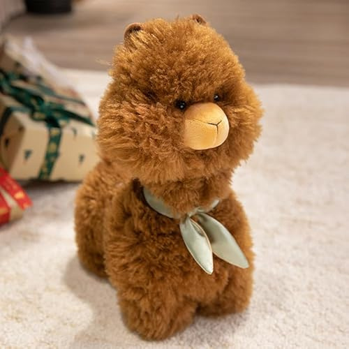 Xiyocadt Alpaka Kuscheltier Stofftier, Interessant Alpaka PlüSchtier PlüSch Spielzeug, Weiche Flauschiges Haar PlüSchtiere Lama Kissen, Umarmen Und Spielen, Geschenke Und Dekorationen (22cm,Braun)