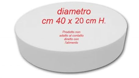 Base in polistirolo per Torte in alta densità, diametro cm 40 x 20 cm di altezza, superficie liscia ideale per Cake design e Feste di compleanno