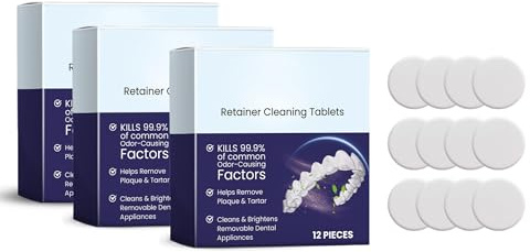 Fornitura Pulitore Bite Dentale,Pastiglie per la Pulizia Delle Dentate,per Mantenere Pulite le Parentesi Fraffe,Detergente per Ritainer 3PC