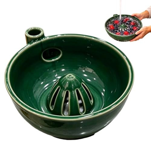 Ceweao Berry Swirl Bowl, Självroterande Bär Tvättskål i Keramik, Självroterande Bär Tvättskål för Grönsaker, Blåbär, Jordgubbar, Tomater, Druvor