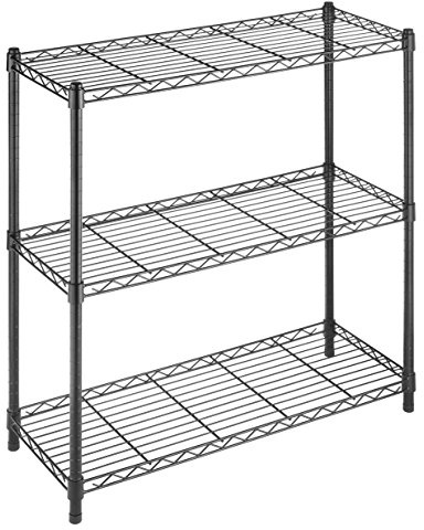 Whitmor 3 Tier Shelving Unit, Metal Storage Shelves, 400 lbs Capacity per Shelf, 1200 lbs Total, Adjustable Heavy Duty Shelf, Easy Assembly for Kitchen, Garage, Plant, 36L x 14W x 36H, Black