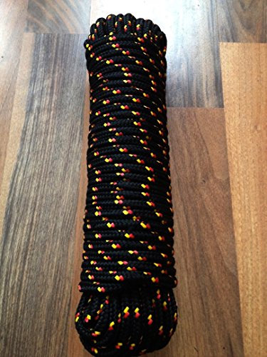 Nr.37 Schwarzes Schot 8 mm x 30 m,Allzweckseil, Segeltauwerk, Mehrzweckseil, Bootstau, Strick, Ersatzseil, Reparaturseil, Schot, Kordel,Spannseil,Rope,Expanderseil,Planenseil,Kunststoffseil