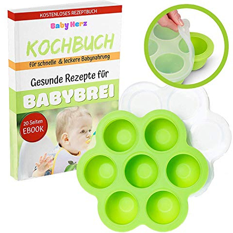 Babybrei Behälter zum Einfrieren und zur Aufbewahrung von Babynahrung - Geeignet für Gefrierschrank + KOSTENLOSES E-BOOK (Grün)