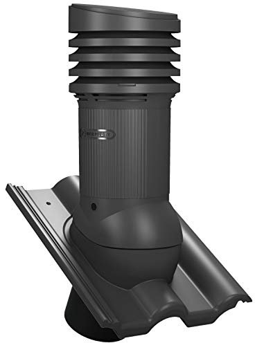 Gedämmter Entlüfterkamin EVO DN150 für Braas - Frankfurter, Benders - Mecklenburger, ProDach - Doppelrömer Dachziegel Dachlüfter (RAL 7021 - Anthrazit)