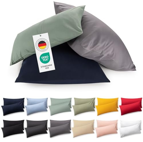 Blumtal Kissenbezug 40x60 cm (2er Set Kissenbezüge) - Dunkelblau - 100% Baumwoll-Jersey, Oeko-Tex Zertifiziert, Kopfkissenbezug 40x60 - Jersey Kissenhülle - Bezug für Nackenstützkissen