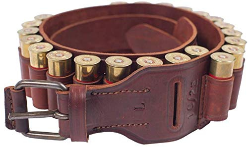 VlaMiTex J45 Cartuccera Calibro 20 per 22 Cartucce da Caccia in Pelle, Marrone