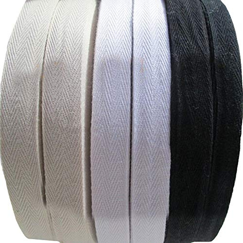 45M Baumwolle Bindeband Schrägbandband zum Nähen Handwerk Gurtbandbesatz 1-5cm Breite (Weiß, Breite: 1.5cm)