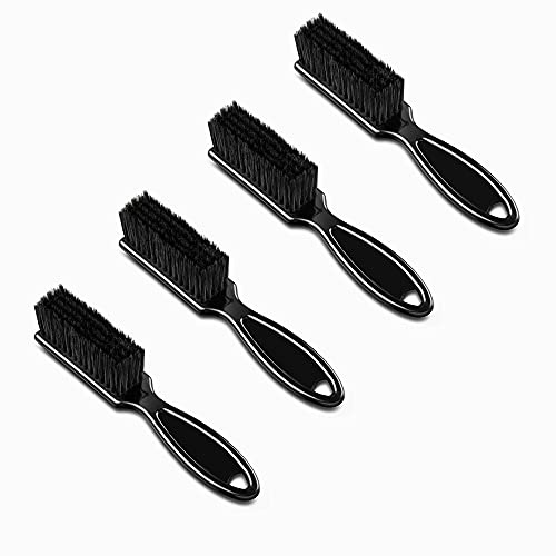 4 Pcs Fade Brush Clipper Blade Cleaning Brush Trimmer Barber Cleaning Brush Tool Beard Brush Nylon Hair Styling Brush Tool Comb Scissors Cleaning Brush,black