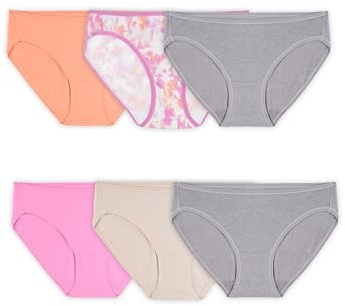 Fruit of the Loom Pantalones Cortos Retro para Mujer (4 Unidades), Bikini - Comfort Cotton - Pack de 6, 8