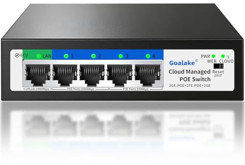 5-Port Ethernet PoE Switch (4 PoE Ports, 1 Uplink) with Extend Function, Easy Smart Managed Ethernet Switch, Plug & Play, Fanless Metal Design, VLAN, Qos,Desktop/Wall Mount