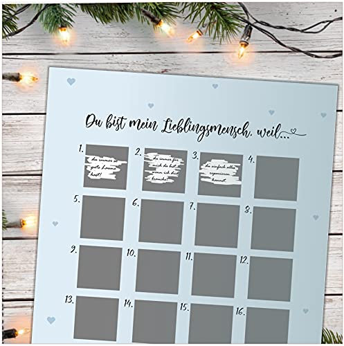Adventskalender zum Rubbeln LIEBLINGSMENSCH A3 Weihnachtskalender in blau