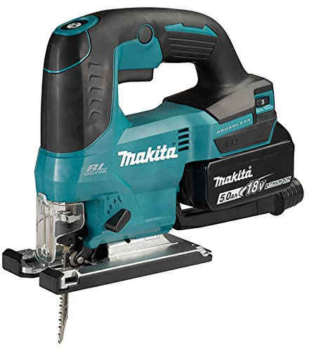 Makita DJV184RTJ -Sierra de calar, sin escobillas de iones de litio LXT de 18 V, incluye 2 baterías de 5,0 Ah y cargador suministrado en una caja Makpac