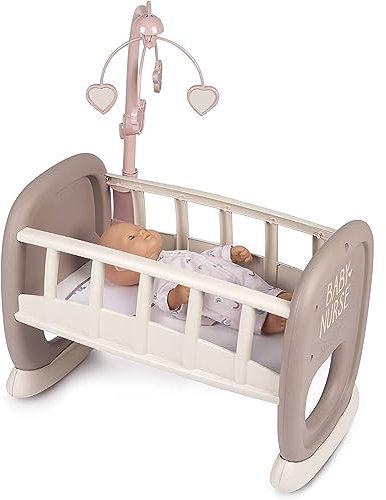 Smoby Toys - Baby Nurse Puppenwiege mit Mobile - Puppenbett mit Wippfunktion für Puppen bis 42 cm - Puppenzubehör für Kinder ab 18 Monaten