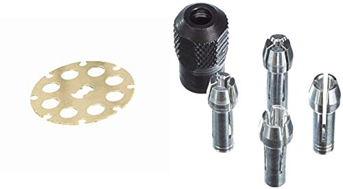 Dremel SC544 Disque de Découpe en Carbure SpeedClic - Disque à Tronçonner pour les Bois et le PVC, Diamètre 38mm & Kit d'Accessoires - 4 Pinces et Ecrou de Serrage pour Outil Multifonction Rotatif