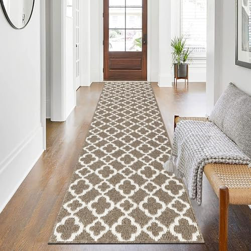 SHACOS Alfombra Pasillo Larga Marrón 60x240cm Lavable Antideslizante Moderna para Cocina Entrada Hall Puerta