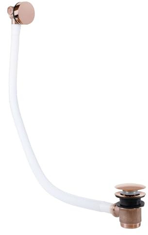 Tres 03453430OP COMPL_GRIFERIA - Válvula de desagüe Redonda para Click-Clack y de Llenado con rebosadero para Bañera Oro Rosa 24K