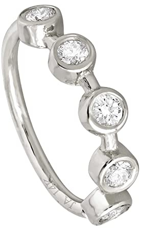 Jewelry Avalanche Solid 20G 14Kt White Gold Bezel Set 5-Stone Moissanite Nose Hoop Ring - Ear Cartilage Ring - April BirthStone Nose Ring Stud - 5BZ15MNTWG