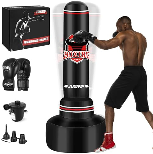 Boxsack Stehend Erwachsene 70 - Heavy Punching Boxing Bag mit Boxhandschuhen und elektrische Luftpumpe, Frauen Männer Stand Kickboxen Taschen für die Ausbildung MMA Muay Thai Fitness Anfänger