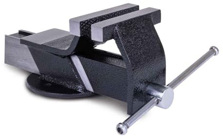 Scheppach Schraubstock ASV100 Black Edition | Spannweite 0-100 mm | Spannbackenbreite 102x18 mm | Ambossfläche 40x65 mm | robuster Stahl | 2 Bohrlöcher zur Befestigung | zum Sägen, Bohren, und Feilen