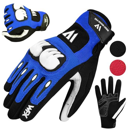 WESTWOOD FOX Guanti da moto per uomo e donna, traspiranti, touchscreen, palmari per BMX, ciclismo, ATV, MTB, corsa su strada, arrampicata, escursionismo e attività all'aperto (L, BLU)