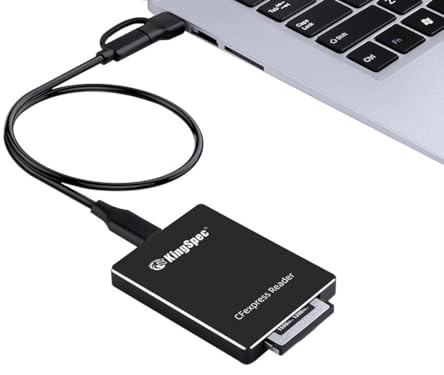 KingSpec CFexpress Type B Card Reader USB 3.1 Gen2 10Gbps,USB C to USB C (with OTG Adapter) Cable, Portable Aluminum Memory Card Adapter Compatible with Windows/Mac OS/Linux/Android