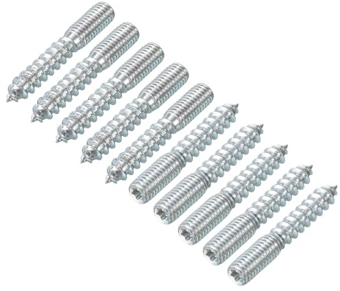 sourcing map M8 Hanger Bolts Length 2(50mm) Double Headed Bolts Self-Tapping Screw 8mm Wood Joint Furniture Legs 16pcs