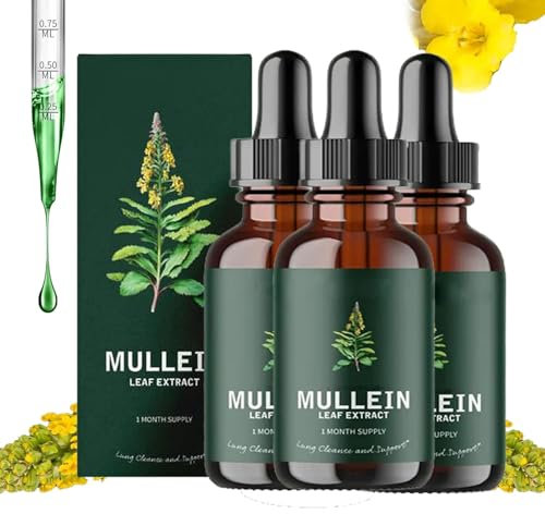 Etherglam – Königskerzenextrakt, Königskerzentropfen für die Lunge, unterstützen die Lungenreinigung und die Atmungsfunktion für eine gesunde Atemreinigung, gentechnikfrei, alkoholfrei (3PCS)