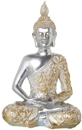 Alexandra House Living Dekorative Figur, Gold, Silber, Acryl, Kunststoff, Melamin, Buddha