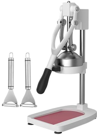 forplubossmmp Exprimidor De Cítricos Profesional con 2 Peladores, Máquina Exprimidora Comercial con Embudo Extraíble, Exprimidor De Naranjas Manual, Herramienta De Exprimido De Acero Inoxidable,White